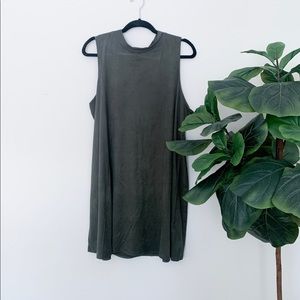 Velour olive dress with mock turtleneck